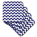 3dRose CST_110746_3 Chevron Pattern Navy Blue & White Zigzag Ceramic Tile Coaste...