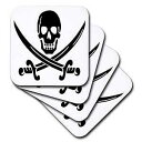 3dRose Pirate Skull and Crossblades-Ceramic Tile Coasters, Set of 4 (CST_130871_...