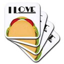 3dRose I Love Tacos Mexican Food Art - セラミックタイルコースター、4 個セット (CST_152088_3) 3dRose I Love Tacos Mexican Food Art - Ceramic Tile Coasters, Set of 4 (CST_152088_3)