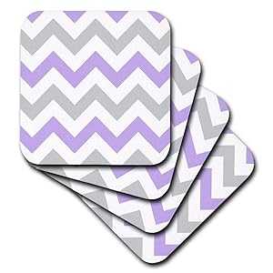 3dRose CST_179793_2 Lilac and Grey Chevron Zig Zag Pattern Gray White ...