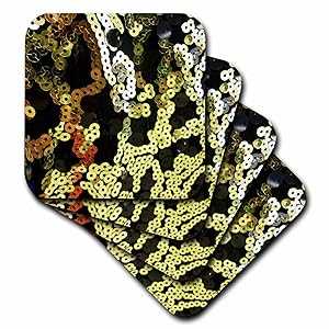 3dRose CST_80270_2 ゴールド コッパー N レッド スパンコール ソフト コースター、8 個セット 3dRose ..