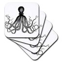 3dRose Octopus - セラミック タイル コースター、4 個セット (CST_195682_3) 3dRose Octopus - Ceramic ...