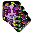3dRose CST_201768_3 Funny Purple Cow and Milk Jugs Abstract Art Ceramic Tile Coa...