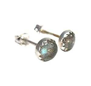 ラブラドライト スタッド ピアス (スターリングシルバー) Twisted Designs Jewelry Labradorite Stud Earrings in Sterling Silver
