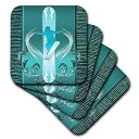 3dRose ダマスク柄スノーボード セラミック タイル コースター 4 個セット 3dRose Snowboard with Damask Set of 4 Ceramic Tile Coasters