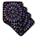 3dRose 3D Rose South Rose Window of Notre Dame Cathedral in Paris Soft Coasters, Multicolor(3)