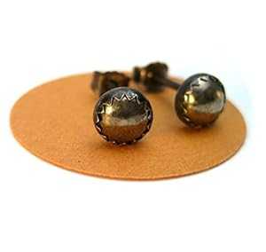 パイライト イヤリング スタッド メンズ ブラックとブラウン、いぶし処理されたスターリングシルバー Twisted Designs Jewelry Pyrite Earrings Studs Mens Black and Brown in Oxidized Sterling Silver パイライト イヤリング スタッド メンズ ブラックとブラウン、いぶし処理されたスターリングシルバー Twisted Designs Jewelry Pyrite Earrings Studs Mens Black and Brown in Oxidized Sterling Silver
