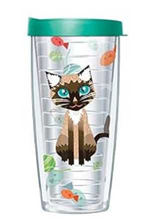 Signature Tumblers Cynthia the Cat Clear 16 Oz Traveler Tumbler Mug with Lid