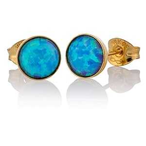 楽天Glomarketライトブルー オパール スタッド ピアス 6mm ラウンド ゴールドフィルド スタッド ピアス Avnis Light Blue Opal Stud Earrings 6mm Round Gold Filled Stud Earrings