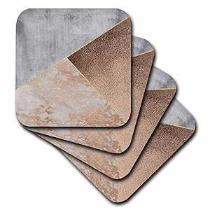 3dRose Image of Abstract Trendy Geometrical Copper Marble Triangle Shapes (Set of 4) Soft Coasters