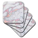 3dRose Image of Chic Trendy Rose Gold Glitter Veins Marble Agate Rock Quartz Soft Coasters