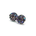 金属に敏感な耳用プラスチックポストのフェイクドゥルージーストーンイヤリング、10mm パープルブルー Pretty Smart Faux Druzy Stone Earrings on Plastic Post for Metal Sensitive Ears, 10mm Purple Blue