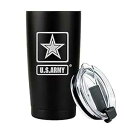 20 オンス 米軍 ブラック 二重壁 真空断熱 ステンレススチール USA タンブラー トラベル マグ - 兵士ギフト Military Gift Shop 20 oz US Army Black Double Wall Vacuum Insulated Stainless Steel USA Tumbler Travel Mug - Soldier Gift