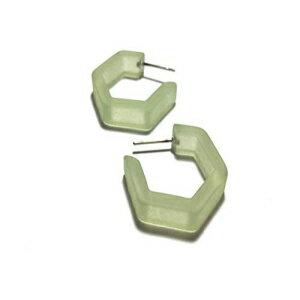 Celadon Green Lucite Honeycomb Hex Hoop Earrings