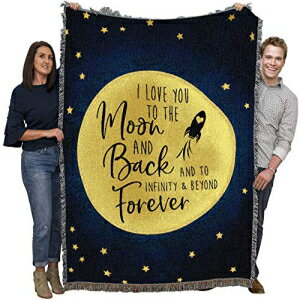 Pure Country Weavers I Love You to The Moon - コットンで織られたブランケットスロー - 米国製 (72x54) Pure Country Weavers I Love You to The Moon - Blanket Throw Woven from Cotton - Made in The USA (72x54)