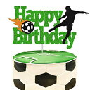 YOYMARR Soccer Cake Topper Happy Birthday Sign Football Player Cake Decorations for Sport Theme Man Boy Girl Birthday Party Supplies Double Sided Green Sparkle Decor