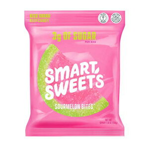 SmartSweets NEW サワーメロンバイト、低糖キャンディー (3g)、低カロリー、植物ベース、糖アルコール不使用、人工着色料や甘味料不使用、酸っぱいスイカ、1.8 オンス (12 個パック)、21.6 オンス SmartSweets NEW Sourmelon Bites, Candy with Low Suga