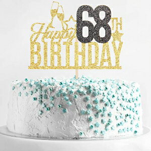 Birthday Queen Happy 68th Birthday Cake Topper - Sixty eight-year-old Cake Topper, 68th Birthday Cake Decoration, 68th Birthday Party Decoration (Gold and Black)