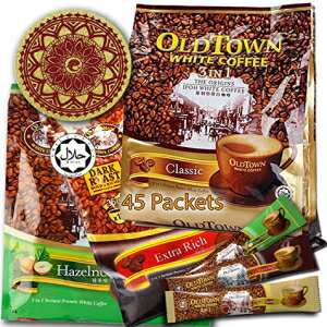 (3 Pack Mixed - Classic, Hazelnut, Extra Rich) OLD TOWN (3 in 1) Coffee Asian Instant Coffee WhalEver Eco Friendly Cork Coasters Package, oldtown Coffee 45 Instant Coffee Packets