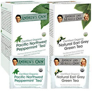 Andrew Lessman Tea - Variety Pack - Earl Grey Green Tea + Peppermint Tea 30 Sachets Each - Certified Organic. Refreshing, Soothing. Rich in Healthy EGCG. No Bitter Aftertaste