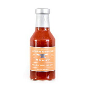 Horseshoe Brand Peach Hot Sauce 8 oz Bottle All Natural Ingredients Juicy Peaches And Hot Serrano Chilies