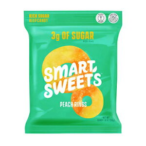 SmartSweets Peach Rings, Candy with Low Sugar (3g), Low Calorie, Plant-Based, Free From Sugar Alcohols, No Artificial Colors or Sweeteners, Pack of 6, New Juicy Recipe, 1.8 Ounce (Pack of 6)