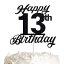 ALPHA K Black Glitter 13th Birthday Cake Topper, 13th Happy Birthday Party Decoration with Premium Black Glitter