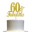 RokAPary Fabulous & 60 Cake Topper Gold Glitter, 60th Birthday Party Decoration Ideas, Premium Quality, Sturdy Doubled Sided Glitter, Acrylic Stick. Made in USA