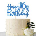 Maicaiffe Royal Blue Glitter Happy 16th Birthday Cake Topper - 16 Cake Topper - 16th Birthday Party Supplies - 16th Birthday Party Decorations