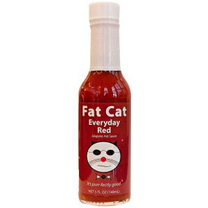 ファットキャット エブリデイ レッド ハラペーニョ ホットソース、1 ボトル、中火、保存料フリー、グルテンフリー Fat Cat Everyday Red Jalapeno Hot Sauce, One Bottle, Medium Heat, Preservative-Free, Gluten-Free