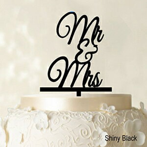 Printtoo MrMrsウエディングケーキトッパーシャイニーブラックカラーオプション利用可能4 "-5"インチ幅 Printtoo Mr Mrs Wedding Cake Topper Shiny Black Color Option Available 4"-5" Inches Wide