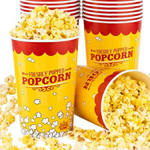 楽天GlomarketStock Your Home 64 Oz Popcorn Buckets （25 Count） - Greaseproof Vintage Style Popcorn Tubs - Disposable Popcorn Containers for Movie Theaters, Amusement Parks, Circus, Concession Stands, Themed Parties
