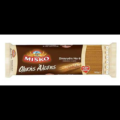 ミスコ 全粒粉スパゲッティ No 6、500gr、ギリシャから輸入 Misko Whole Wheat Spaghetti No 6, 500gr, Imported From Greece
