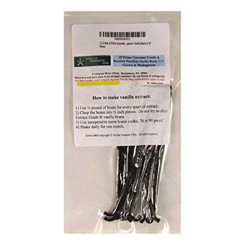Vanilla Products USA 10 グレード A プライム グルメ バーボン マダガスカル バニラビーンズ 5~6" Vanilla Products USA 10 Grade A Prime Gourmet Bourbon Madagascar Vanilla Beans 5~6"