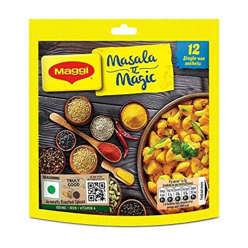72 サシェ マギー マサラ マジック 史上初の味覚剤 インド食品調味料の味 6 g X 72 = 432 グラム (72 サシェのパック) 72 Sachet Maggi Masala a Magic the First Ever Fortified Taste Enhancer Taste of Indian Food Seasonings 6g X