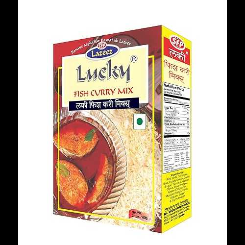 ラッキーフィッシュカレーミックス、美味しく風味豊かなフィッシュカレーを作るためのレシピとスパイスミックス、保存料不使用、化学調味料不使用、低ナトリウム、60g (5個パック) Lucky Fish Curry Mix, Recipe and Spice Mix for making delicious and fl ラッキーフィッシュカレーミックス、美味しく風味豊かなフィッシュカレーを作るためのレシピとスパイスミックス、保存料不使用、化学調味料不使用、低ナトリウム、60g (5個パック) Lucky Fish Curry Mix, Recipe and Spice Mix for making delicious and fl