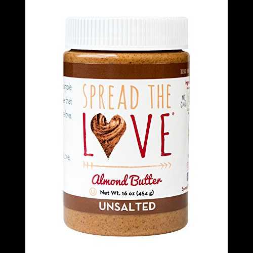 Spread The Love 無塩アーモンドバター、16オンス(すべて天然、ビーガン、グルテンフリー、クリーミー、塩無添加、砂糖無添加、パームフルーツ油不使用、PPOで低温殺菌されていません) Spread The Love UNSALTED Almond Butter, 16 Ounce (All Natural, V