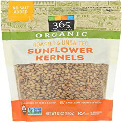 365 Everyday Value、オーガニックひまわり粒、ロースト＆無塩、12オンス 365 Everyday Value, Organic Sunflower Kernels, Roasted & Unsalted, 12 oz