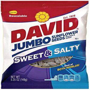 DAVID JUMBO SWEET＆SALTY SUNFLOWERSEEDS-3バッグ| 5.25オンス各 Blue Clover Foods DAVID JUMBO SWEET & SALTY SUNFLOWER SEEDS- 3 BAGS| 5.25OZ EACH