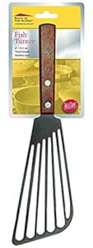 TableCraft 10.75インチ ステンレススチール製フィッシュターナー/スパチュラ 木製ハンドル付き TableC..
