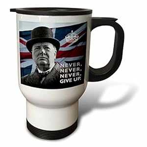3dRose tm_220216_1 Winston Churchill-Never Give Up Quotation Over Unio...