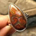 ナチュラル ラグナ レース アゲート 925 ソリッド スターリング シルバー リング サイズ 6 Natural Rocks by Kala Natural Laguna Lace Agate 925 Solid Sterling Silver Ring Size 6