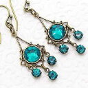 ティールブルークリスタルの小さなシャンデリアイヤリング Cloud Cap Jewelry Small Chandelier Earrings in Teal ...