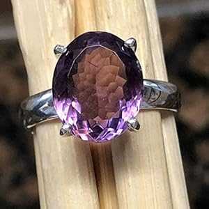 ナチュラル 2.5ct パープル アメジスト 925 ソリッド スターリング シルバー リング サイズ 7.5 Natural Rocks by Kala Natural 2.5ct Purple Amethyst 925 Solid Sterling Silver Ring Size 7.5