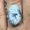 天然ロシア樹枝状瑪瑙 925 ソリッド スターリング シルバー リング サイズ 5.5 Natural Rocks by Kala Natural Russian Dendritic Agate 925 Solid Sterling Silver Ring Size 5.5