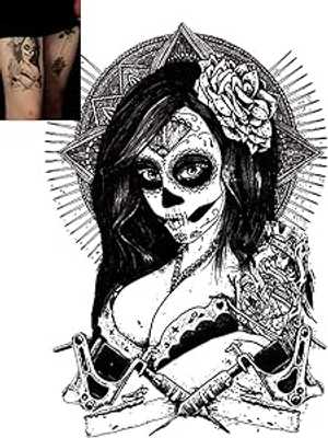 Novu Ink Lady Vengeance Temporary Tattoos PACK OF 2 Fake Tattoos Art Design Transfers/Stickers For Body, Arm, Leg etc (21.5cm x 15cm) Novu Ink Lady Vengeance Temporary Tattoos PACK OF 2 Fake Tattoos Art Design Transfers/Stickers For Body, Arm, Leg etc (21.5cm x 15cm)