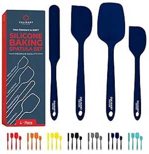 Culinary Couture 4-Piece Aqua Silicone Spatula Set - Heat Resistant up to 608 F, BPA-Free Spatulas for Nonstick Cookware - Baking Utensils