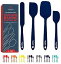 Culinary Couture 4-Piece Blue Silicone Baking Spatula Set - Rubber Spatulas Silicone Heat Resist..