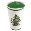 Spode Christmas Tree Travel Mug Coffee Mug with Lid Porcelain Coffee Tumbler - Dishwasher & Microwave Safe Coffee Cups Christmas Mugs Travel Coffee Mug - 8 Oz (Christmas Tree)