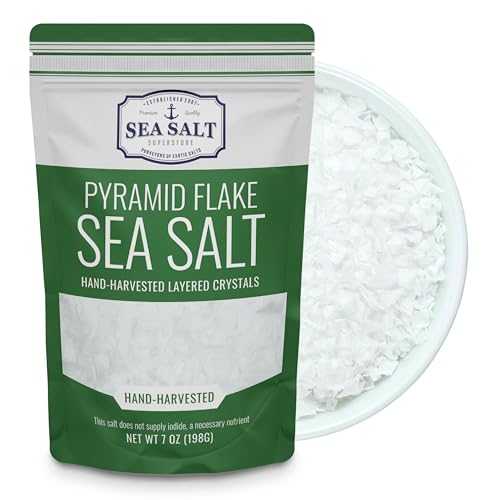 Sea Salt Superstore White Pyramid Sea Salt Grains for Steak Hand-Harvested Cyprus Fishing Sea Salt for Baking, Finishing, & Cooking Solar-Evaporated 7 oz Pouch